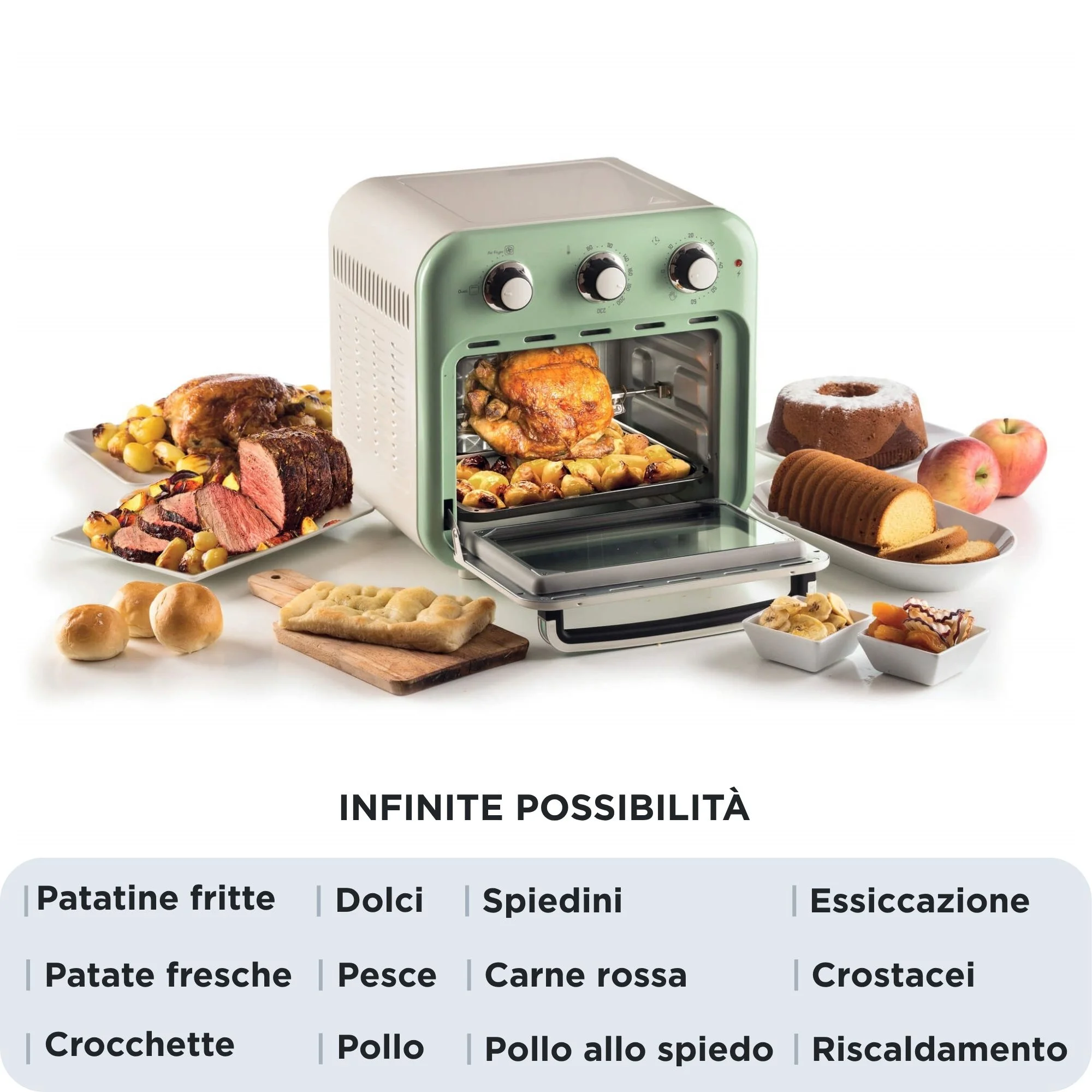 Friggitrice ad aria + Forno Vintage – Verde - immagine 3