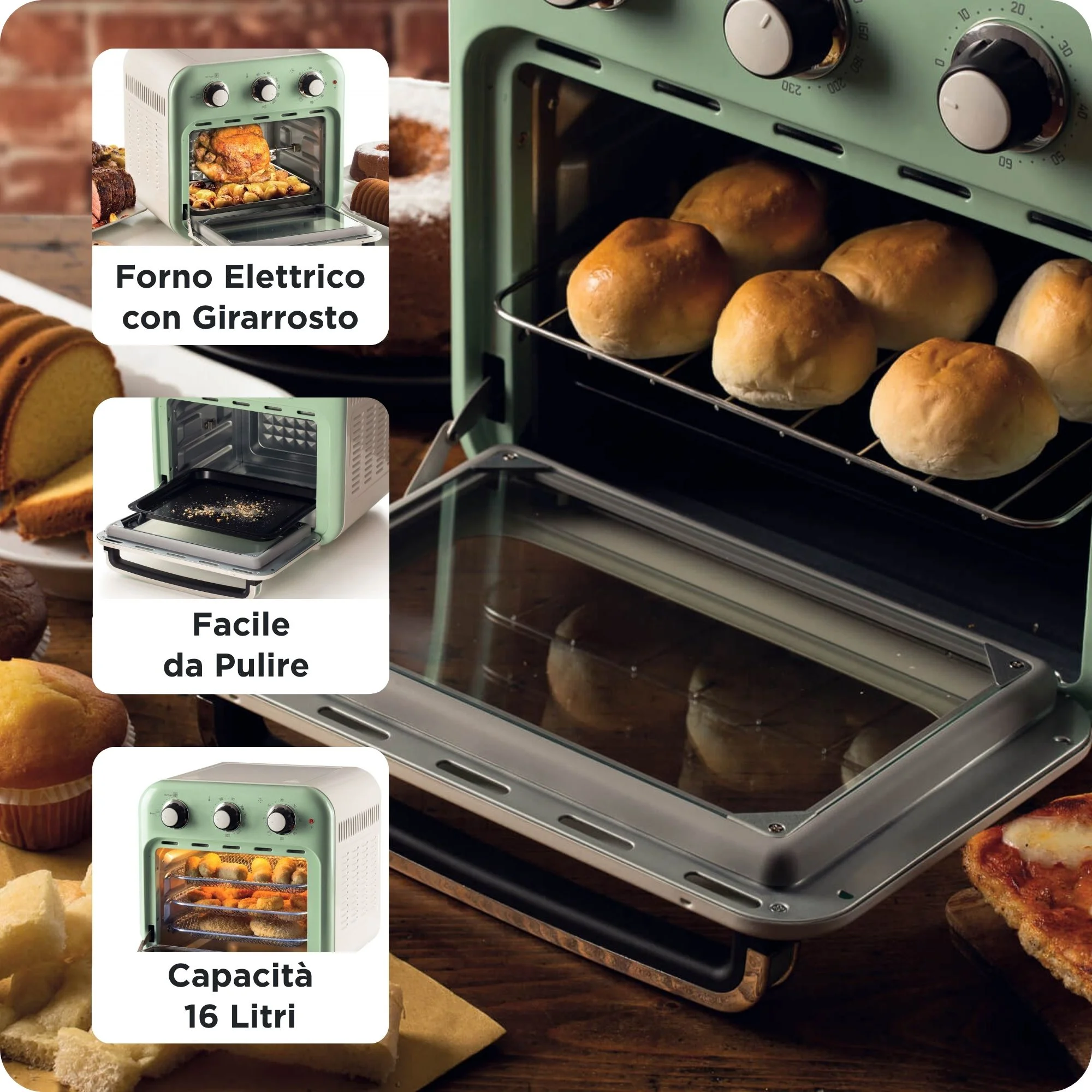 Friggitrice ad aria + Forno Vintage – Verde - immagine 4