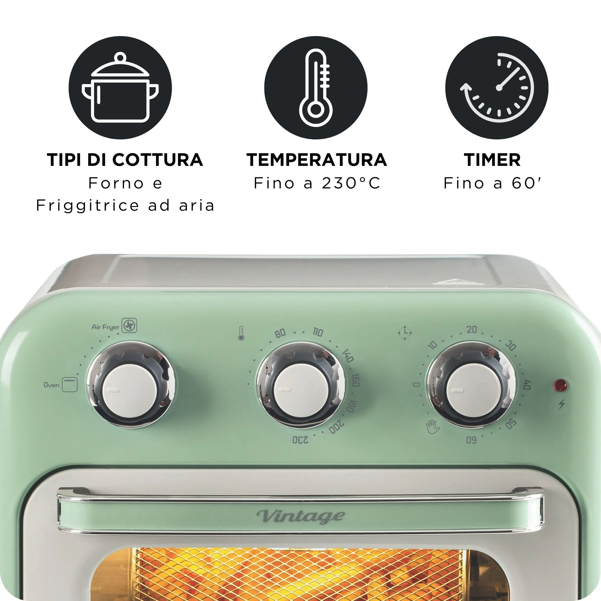 Friggitrice ad aria + Forno Vintage – Verde - immagine 6