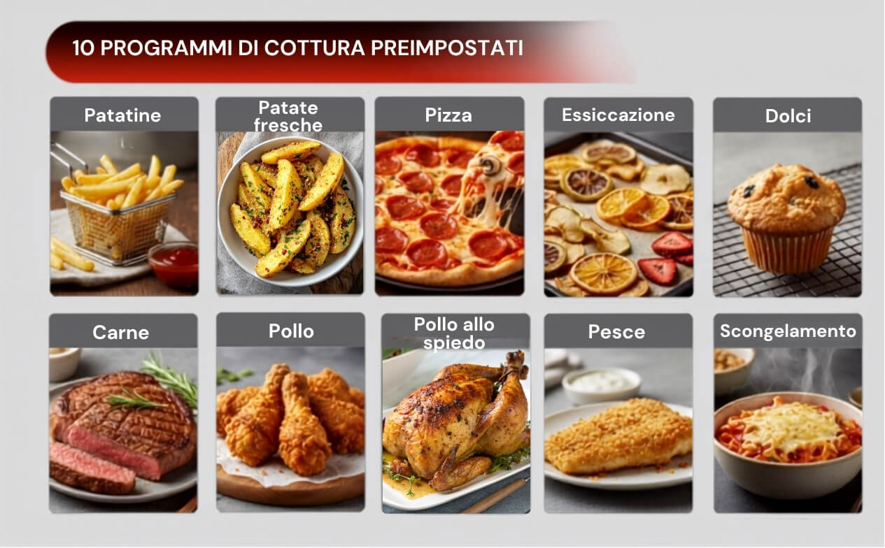 Display touch screen con i 10 programmi preimpostati della Ariete 4641