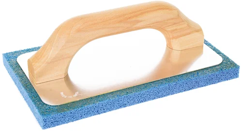 Frattone Maurer in Alluminio con Manico in Legno, Spugna Blu 14mm, 220x140mm