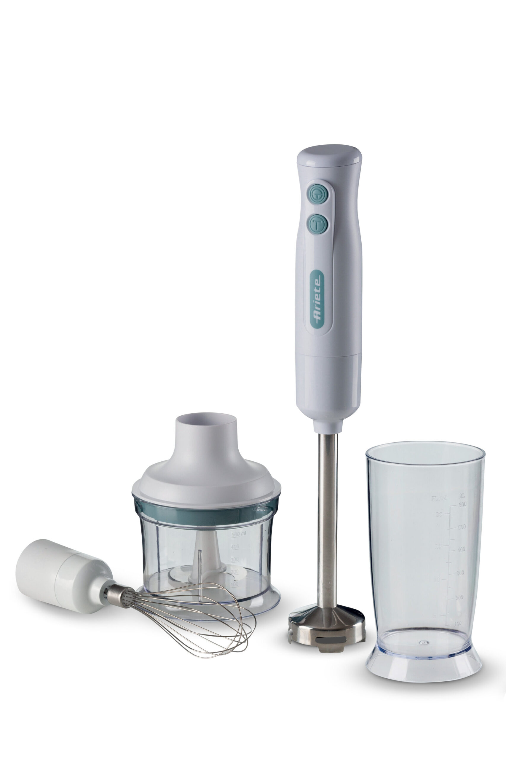 Frullatore a immersione Ariete Breakfast 3in1 con tritatutto e frusta, colore bianco e verde acqua