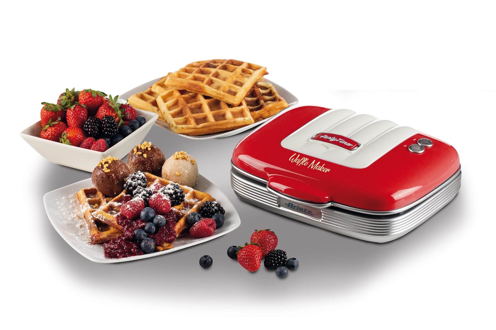 Piastre antiaderenti aperte del Waffle Maker Party Time Ariete con trama a nido d'ape